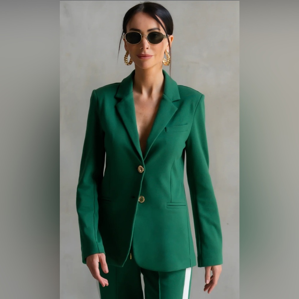 Care Tucker Morrison Blazer Ivy Green Gold Buttons.